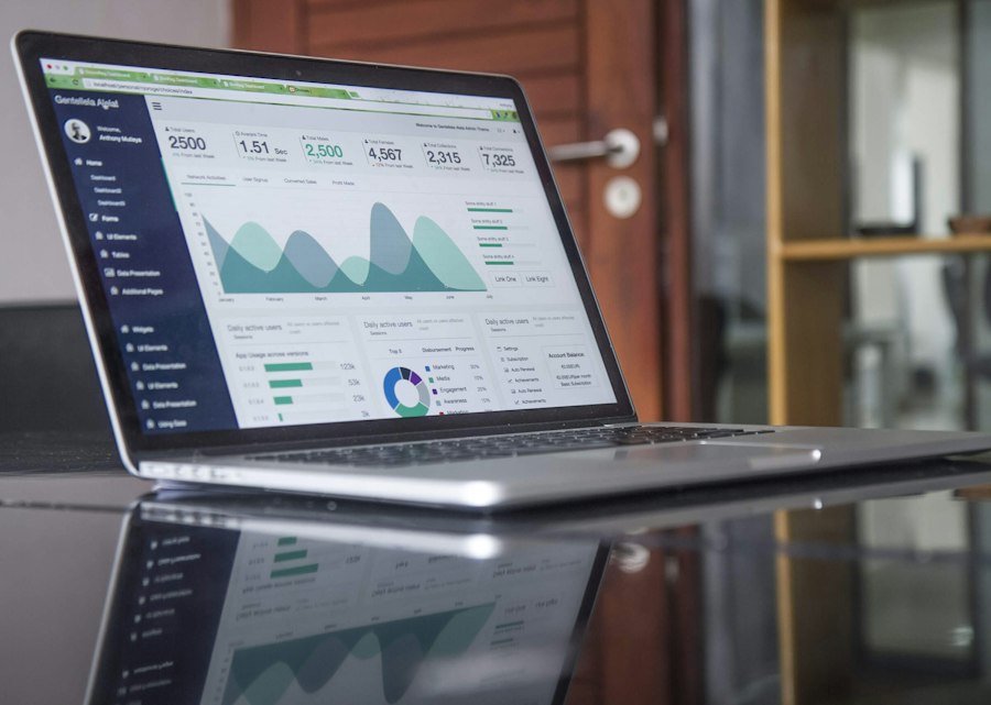 Laptop mit Dashboard für digitale Prozesse